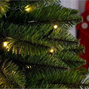 شجرة عيد الميلاد الاصطناعية فائقة النحافة خضراء اللون مع أضواء وقاعدة معدنية - Product Image 4