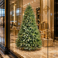 Sapin de Noël artificiel demi-taille en épicéa de qualité supérieure, écologique, PE+PVC, 180 cm, pré-éclairé avec lumières LED chaudes/froides, base autoportante