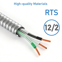 Cable JZD UL1569 de Calibre 12, 600V, Cobre Sólido Revestido de Metal, con Cable de Tierra de Cobre Desnudo, Cable MC de Calibre 12
