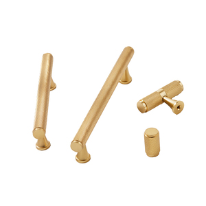 Hochwertiger Goldener Gerändelte Möbelknopf mit Bodenplatte aus Massivem Messing Küchenschrankgriff - Product Image 3