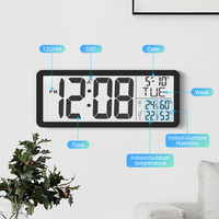 Grande station météo numérique avec horloge, affichage multi-écrans, température et humidité sans fil, intérieur et extérieur avec capteur externe