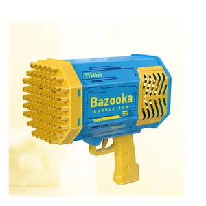 2022 New Yellow Summer Outdoor hot sale Rocket bazooka bubble gun 69 Holes Super Multi-Bubble Automatic bubble guns toys for kid
