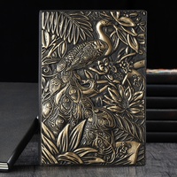 Bloc-notes Peacock, carnet d'écriture professionnel, cadeau pour les réunions annuelles de l'entreprise, couverture rigide en PU haut de gamme, style antique européen, A5