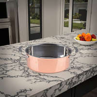 Casserole moderne commerciale en cuivre tri-couche, polie miroir, pour hôtel, restaurant, plat à poisson ovale profond, couvercle en acier inoxydable