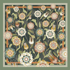 Ethnic Folk Floral & Greek Key Pattern <b>Scarf</b> 70*70cm Polyester Satin Neck <b>Scarves</b> for Women Casual & Formal - Product Image 3