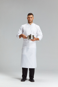 Áo khoác đầu bếp 240gsm T/C 80/20 có logo, đồng phục nhà hàng hiện đại, kiểu Nhật, may theo yêu cầu - Product Image 4