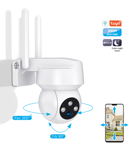 Waterproof Mini Security Camera Outdoor Two-way Audio PTZ Wifi IP Camera Night Vision Camera for Home Security