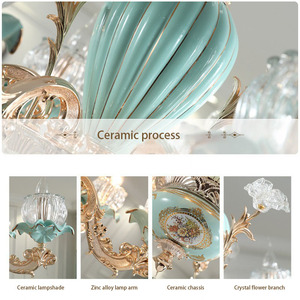 Lampadario di cristallo di lusso europeo <span class=keywords><strong>semplice</strong></span> fiore <span class=keywords><strong>luce</strong></span> a sospensione in ceramica luci a sospensione per la casa Hotel Villa camera decorazione - Product Image 4