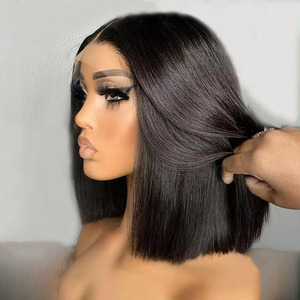 Perruques pour femmes 100% <span class=keywords><strong>cheveux</strong></span> humains brésiliens, coupe courte bob, avec dentelle transparente HD 4*4, styles brésiliens et vietnamiens, sans colle, vente en gros - Product Image 4