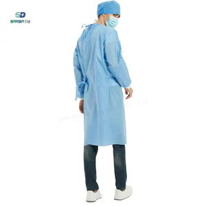 Wholesale 30Gsm 45Gsm 65Gsm Waterproof Apron Gowns White/Blue Level 2 Disposable Isolation Gown Medical gown