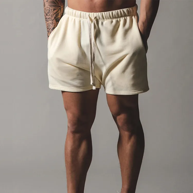 summer unisex mens fitness shorts custom logo men cotton soccer fleece shorts