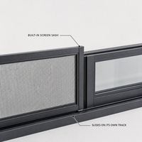 Fenêtre coulissante en aluminium à rupture de pont thermique CTC123A, triple rail, profilé 1,4 mm, mur 26 mm, rainure pour verre, pour projets résidentiels
