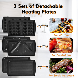 Gril électrique d'intérieur sans fumée d'acier inoxydable BBQ <span class=keywords><strong>grill</strong></span> électrique avec gaufrier, gril électrique de presse de Panini - Product Image 4