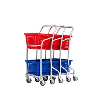 Chariot de courses à double couche avec deux paniers, roues EVA de 4 pouces, écologique, imperméable, léger et portable