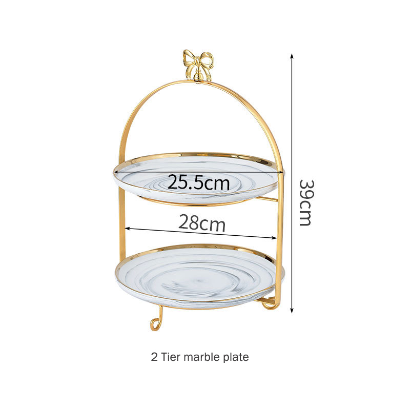 Stand de gâteau en marbre à 2 niveaux