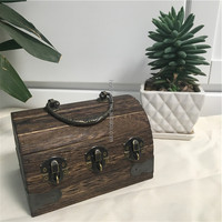 Petite boîte à trésors en bois décorative, style antique, coffre de pirate avec serrure et clé, pour bijoux, jouets, cartes de tarot, cadeau d'anniversaire