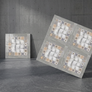 Carreaux de sol en céramique numérique émaillée effet pierre rectifiée, brillants et antidérapants, motif floral moderne 300x300mm - Product Image 3