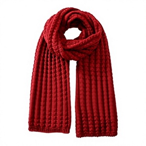 Écharpe longue en polyester pour homme, motif renard, rouge uni, style décontracté, tricotée, écologique, respirante, accessoire chaud pour l'hiver - Product Image 1