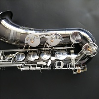 Double Arms with High F# Key Black Nickel Body Silver Keys Chinese Professional Tenor Saxophone