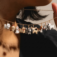 Breloques en céramique faites à la main YML& plaquées or 18 carats, pendentifs chiots mignons, composants de bijoux DIY pour colliers, bracelets, boucles d'oreilles