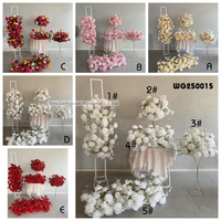 WG250015 Chemin de table de mariage en fleurs artificielles, roses rouges, décoration florale rouge, centres de table pour mariage, vente en gros