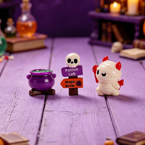 Figurines en résine miniatures d'Halloween en gros, adorables décorations de momie et de citrouille pour maisons de poupées, miniatures de micro-paysages, décoration DIY - Product Image 4