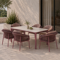Chaise de salle à manger en corde tressée à la main, design Lion, luxe moderne, structure en aluminium, idéale pour patio, jardin, hôtel, café, villa