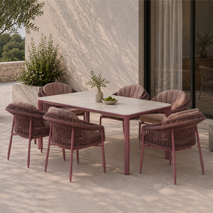 Silla de Comedor de Diseño Moderno y Lujoso con Cuerda Tejida a Mano, Estructura de Aluminio, Apta para Patio, <span class=keywords><strong>Jardín</strong></span>, Hotel, Cafetería, Villa - Product Image 1