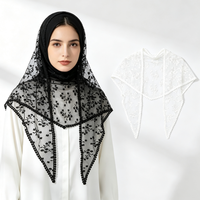 Petit foulard carré en polyester brodé de fleurs, châle élégant et polyvalent pour femme