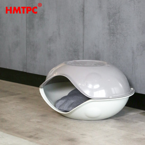 HMTPC Cat <b>Bed</b> Round Plastic Pet <b>Bed</b> With Soft <b>Pad</b> For Indoor Cats - Product Image 1
