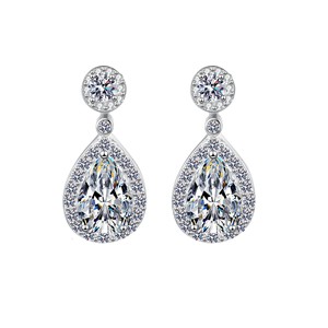 Manufacturer <strong>Wholesale</strong> 925 Sterling Silver D Color Moissanite 1Carat Pear-shaped Waterdrop Moissanite Earrings for Women Gift - Product Image 1