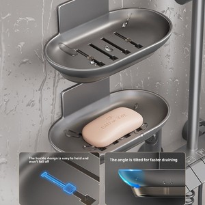 Space Aluminum Soap Storage <b>Rack</b> Oval Shape Door Wall Mounting Draining Soap <b>Dish</b> - Product Image 3