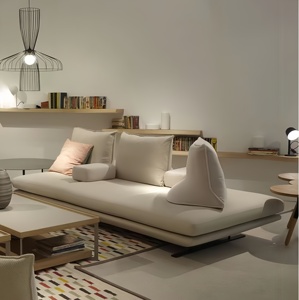 Divano componibile allungabile componibile in velluto bianco cremoso ricurvo di lusso elegante e contemporaneo con gambe in acciaio inossidabile per <span class=keywords><strong>soggiorno</strong></span> - Product Image 3