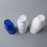 Botella de Plástico HDPE al por Mayor, Color Azul Opaco, Tapa Acanalada Blanca, Cuello Roscado, Contenedor para Líquidos Agrícolas