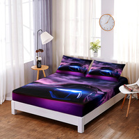Matelas de chambre à coucher adulte en polyester 3D Sports Car Competition Digital Print Drap-housse