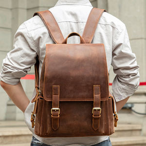 MARRANT Mochila de Viaje Impermeable de Cuero Crazy Horse, Mochila de Cuero para Portátil de 15 Pulgadas, Mochila de Cuero Genuino para Hombre - Product Image 1