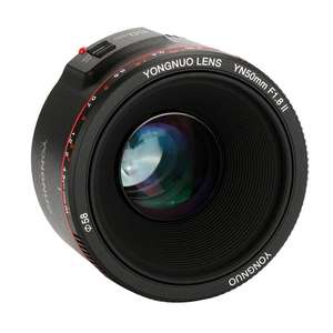 YONGNUO YN50mm 50MM F1.8 II Noir Objectif de mise au point automatique à grande ouverture pour objectif de caméra à effets Bokeh pour <span class=keywords><strong>Canon</strong></span> <span class=keywords><strong>70D</strong></span> 5D2 5D3 600D DSLR - Product Image 4