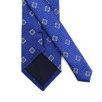 Cravates en Soie Jacquard Faites à la Main de Luxe pour Hommes, Motif Géométrique Zigzag Bleu, Vente en Gros Chine