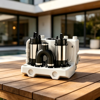 Station de relevage des eaux usées à double pompe 4800 GPH en acier inoxydable SUS304, unité intelligente de levage des eaux usées pour le drainage de la cuisine et de la buanderie