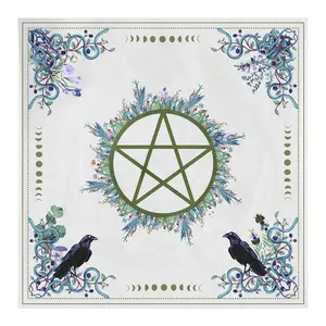 Yeni pentagram Tarot kart masası bez hollandalı kadife yeşil ay fazı Tarot Divination Prop töreni sunak masa örtüsü