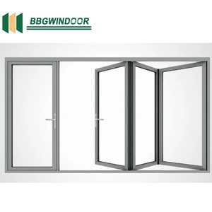 Lukliving Offre Spéciale porte pliante de Style accordéon moderne en aluminium Double accordéon en verre grande grande porte pliante - Product Image 3