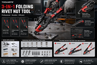 Kit professionnel de pistolet à rivets aveugles à bras long pliable, manuel, trois-en-un, en alliage d'aluminium, robuste, pour fixation et réparation métallique
