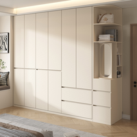 Armoires modernes vert sauge en panneaux mélaminés, meubles de rangement pour chambre à coucher, fabricant en gros sur mesure