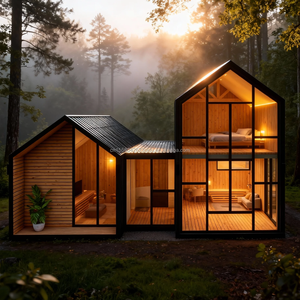 Maison préfabriquée moderne en acier, fenêtres en alliage d'aluminium, cadre en acier galvanisé, couleur et taille personnalisables - PINGUI H0170 - Product Image 4