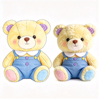 En gros, Peluche ours jaune mignon en tissu doux avec salopette