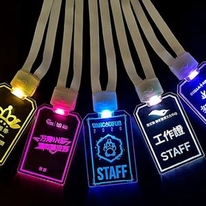 Custom OEM Logo LED <b>Acrylic</b> ID <b>Card</b> Holder with Lanyard for Parties Thanksgiving-Security Feature - Product Image 1