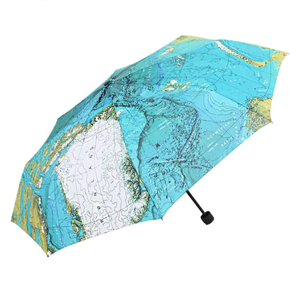 Ombrello Pieghevole a Tre Sezioni con Stampa Digitale Stile Moderno, Telaio in Metallo, Tessuto Pongee, Rivestimento Nero, Design Mappa del Mondo, per Uso Professionale - Product Image 5