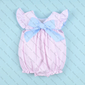 <span class=keywords><strong>Kaiyo</strong></span> Baby Mädchen Gingham-Strampler mit Riesenschleife, ärmelloser Sommer-Bodysuit für Kleinkinder, Sonnenanzug - Product Image 6