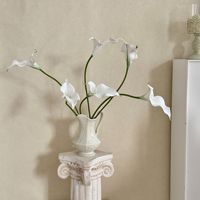 Bunga Calla Lily Sutra Realistis Buatan Tangan, Buket Putih Elegan untuk Dekorasi Pernikahan, Rumah, dan Kantor, Tahan Luntur Seperti Asli
