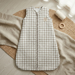 Manta para <span class=keywords><strong>Dormir</strong></span> Tipo <span class=keywords><strong>Saco</strong></span> de <span class=keywords><strong>Dormir</strong></span> sin Mangas para Bebé, Diseño a Cuadros, 100% Algodón, 1.5 TOG, Peso Medio, Tipo Gingham - Product Image 2